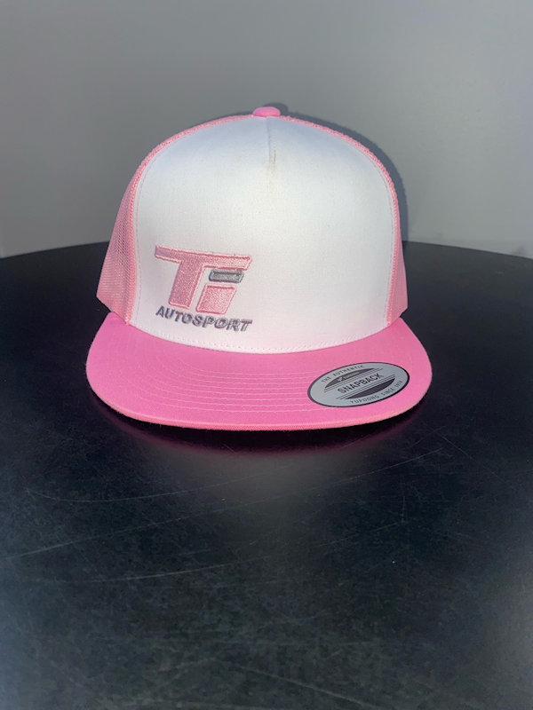 White and Pink Snapback w/Pink & Gray TI Logo